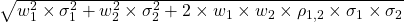  \sqrt{w_1^2 \times \sigma_1^2 + w_2^2 \times \sigma_2^2 + 2 \times w_1 \times w_2 \times \rho_{1,2} \times \sigma_1 \times \sigma_2}