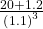 \frac{20+1.2}{{\left(1.1\right)}^3}