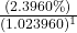 \frac{(2.3960\%)}{(1.023960)^1}