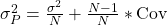 \sigma_P^2 = \frac{\sigma^2}{N} + \frac{N-1}{N} * \text{Cov}