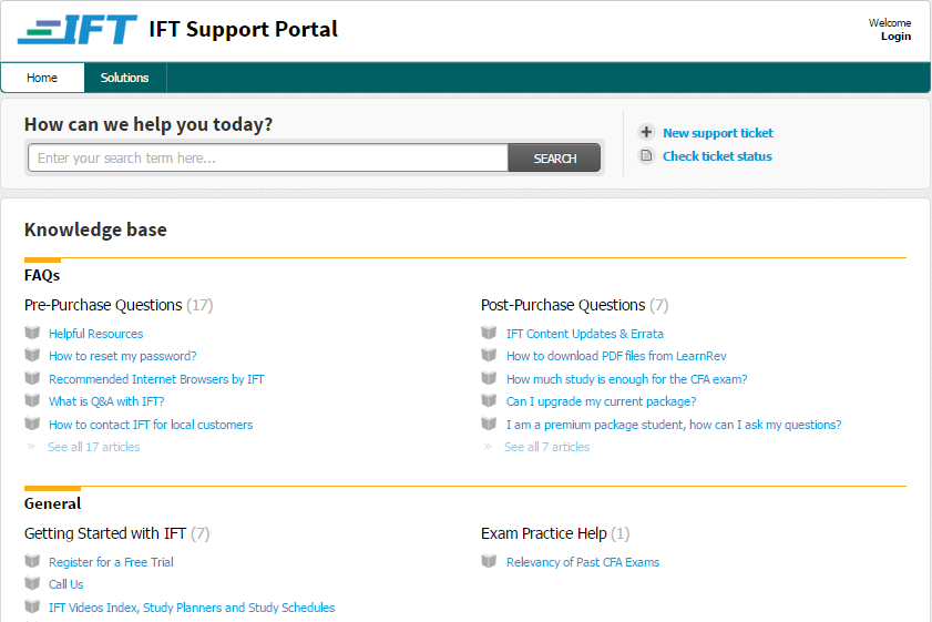 IFT Support Portal