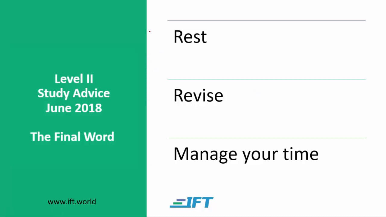 Level II Study Advice – June 2018 – Final Word